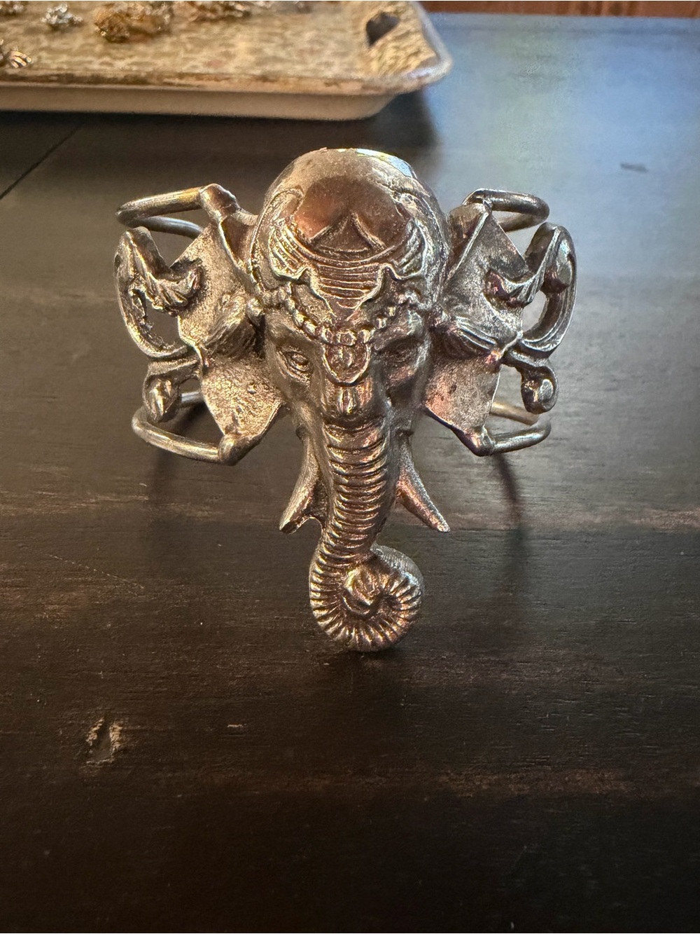 Silver Lord Ganesha Cuff Bracelet